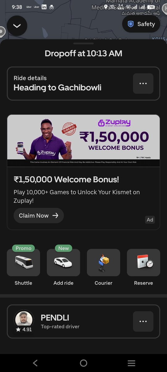 I could see these ads in my uber app. Please take action.<a href="/UberIndia/">Uberin</a> <a href="/TelanganaDGP/">DGP TELANGANA POLICE</a> <a href="/TelanganaPolice/">Telangana Police</a>