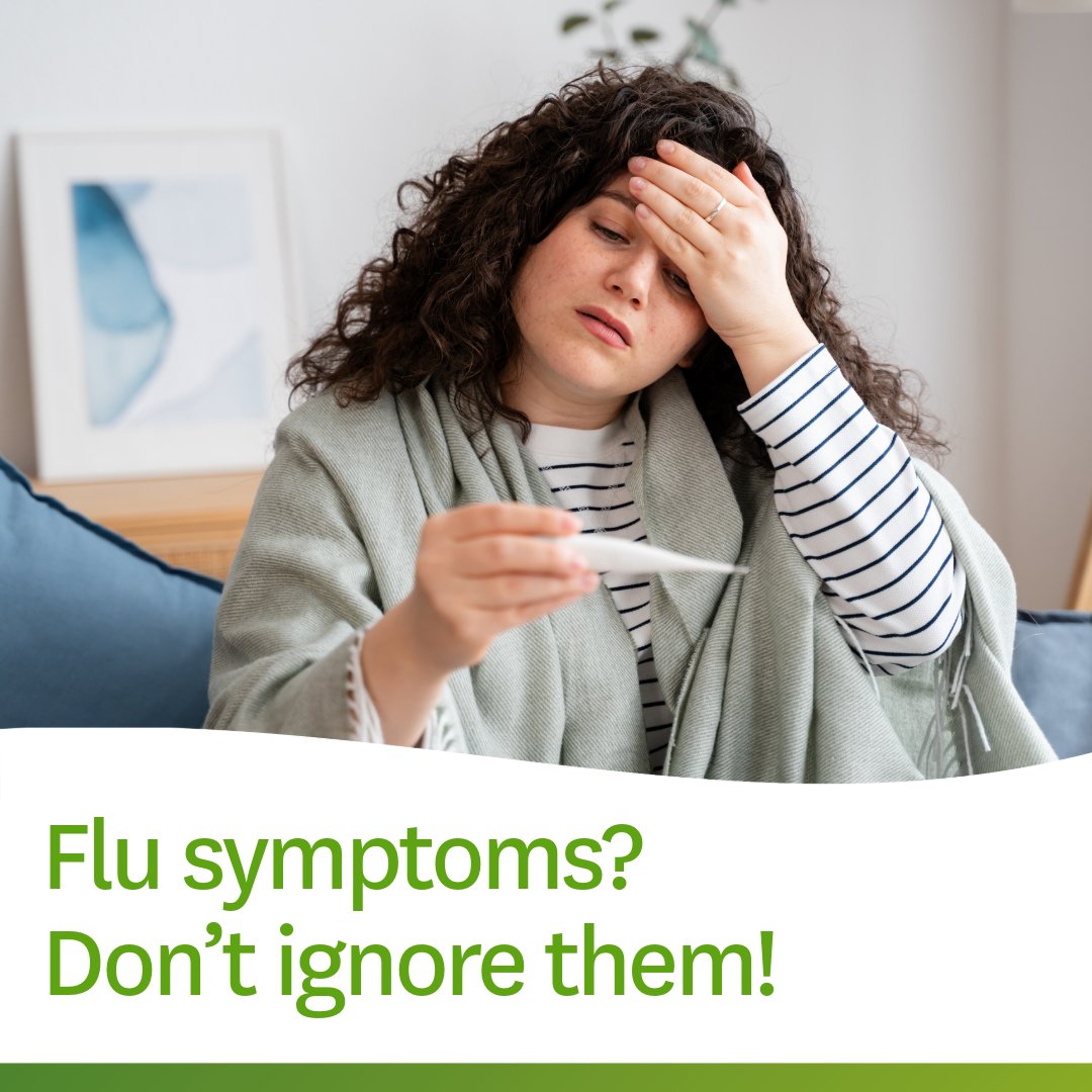 Feeling sick? Signs of the flu can be a fever, cough, sore throat, runny nose, body aches, headache, chills, and fatigue. Learn more about flu symptoms at bit.ly/4j8uKe9
