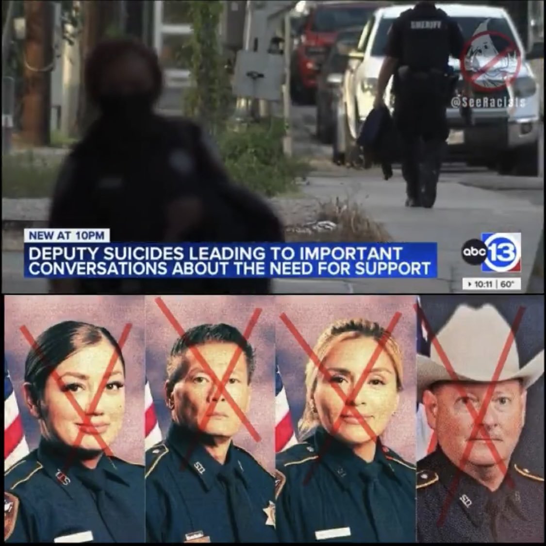 Four Police Officers From THE SAME Texas Sheriff's Have “Committed Suicide” IN ONLY THE LAST 6 WEEKS ⚠️

🚨🚨🚨 How much do you want to bet they discovered a child trafficking ring run by the elites across the Southern Border?