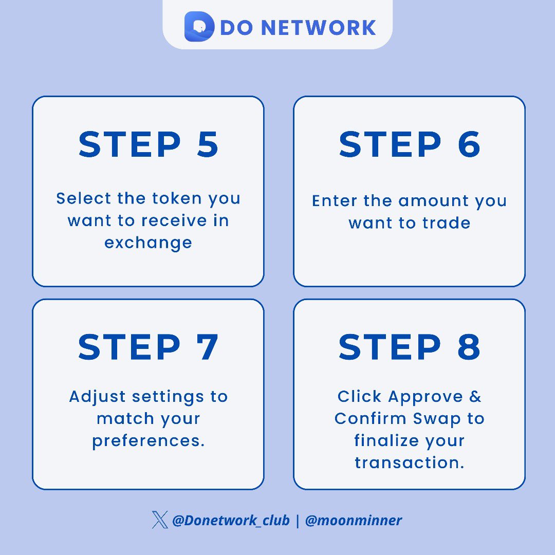 Rola (@moonminner) on Twitter photo How to Swap $DO Tokens on TireSwap
Today, I’ll be walking you through the process of swapping $DO tokens on TireSwap, a decentralized exchange (DEX) built on the <a href="/Donetwork_club/">DO Network</a> ecosystem.
TireSwap functions similarly to other DEXs like Uniswap, allowing users to seamlessly How to Swap $DO Tokens on TireSwap
Today, I’ll be walking you through the process of swapping $DO tokens on TireSwap, a decentralized exchange (DEX) built on the <a href="/Donetwork_club/">DO Network</a> ecosystem.
TireSwap functions similarly to other DEXs like Uniswap, allowing users to seamlessly