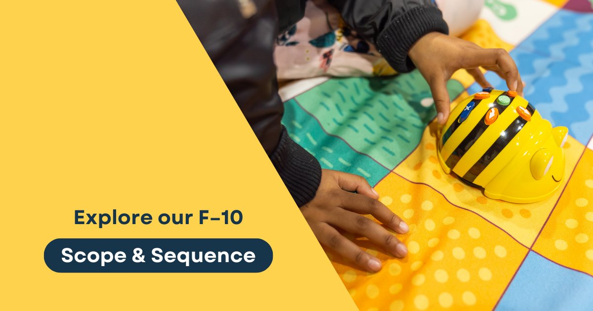 Looking for Digital Technologies teaching ideas in term 2?

Explore the F–10 Scope &amp; Sequence on the <a href="/DigiTechHub/">DT Hub</a>. Find sequenced topics to teach the Digital Technologies curriculum and start planning for your next DT unit.

Find out more: digitaltechnologieshub.edu.au/plan-and-prepa…