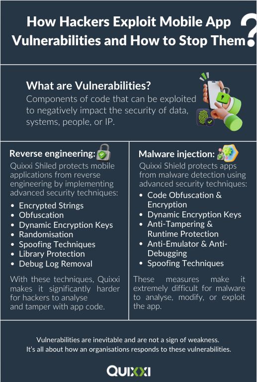 QuixxiSecurity's tweet image. How Hackers Exploit Mobile App Vulnerabilities and How to Stop Them ?