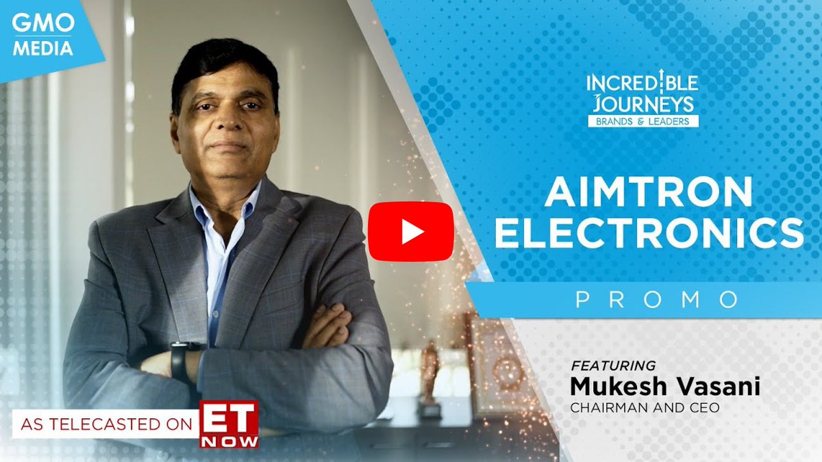 aimtronindia's tweet image. Get a sneak peek of #AimtronElectronics’ journey on
@ETNOWlive's ‘Incredible Journeys’! 

Our CEO, Mr. Mukesh Vasani, talks about Aimtron’s growth, challenges, and innovations in the #EMSindustry. 

📺 Watch on March 29 at 4 PM | 📷Repeat: March 30 at 4 PM
youtu.be/LSZdBxUfnDw