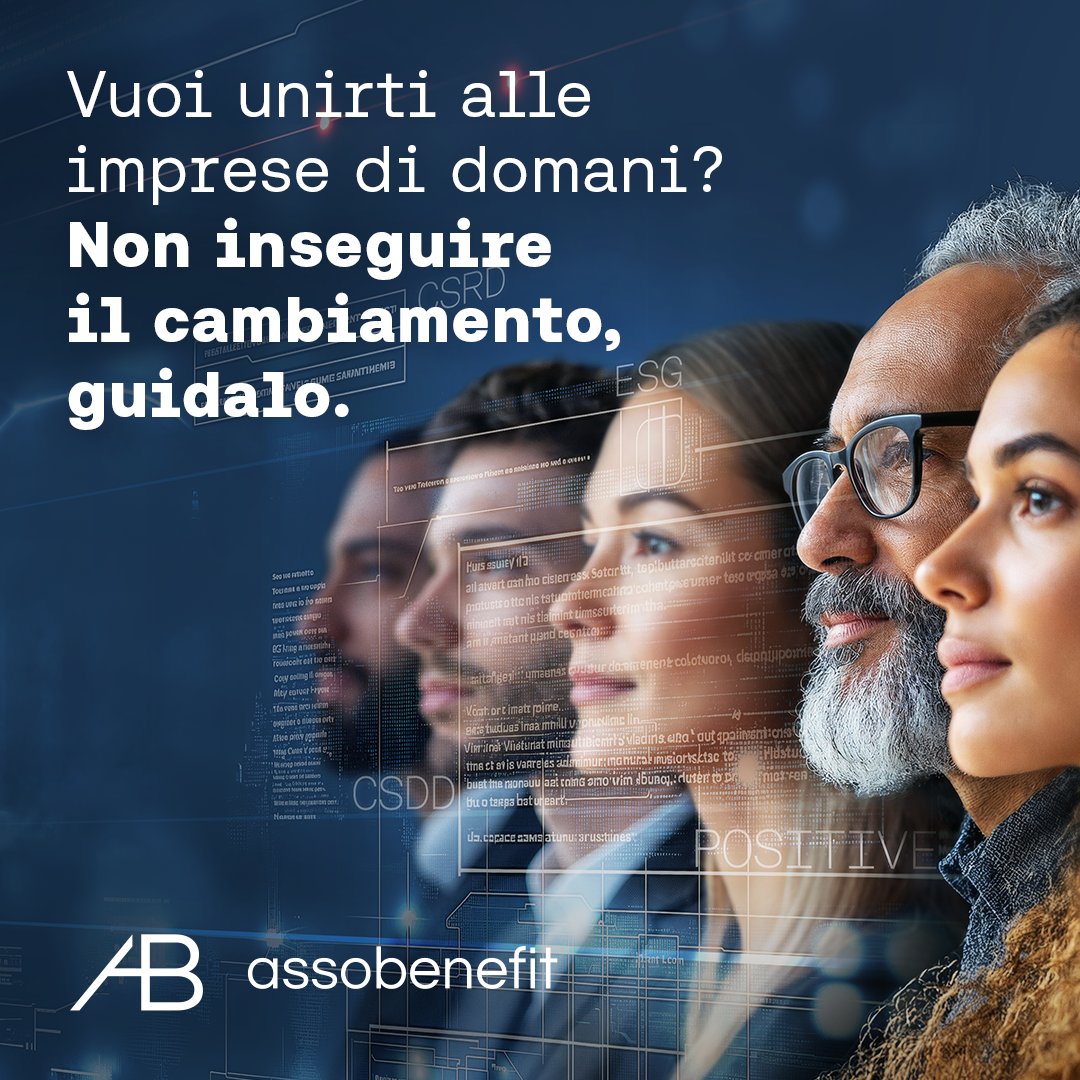assobenefit (@assobenefit) on Twitter photo ⏰ È il momento di entrare in Assobenefit: abbiamo bisogno di te per guidare il cambiamento!
💻 Unisciti alle #societàbenefit ed ai professionisti che hanno scelto Assobenefit:
assobenefit.org/entra-in-assob…
Per ogni dubbio e richiesta, scrivi a 👉 segreteria@assobenefit.org ⏰ È il momento di entrare in Assobenefit: abbiamo bisogno di te per guidare il cambiamento!
💻 Unisciti alle #societàbenefit ed ai professionisti che hanno scelto Assobenefit:
assobenefit.org/entra-in-assob…
Per ogni dubbio e richiesta, scrivi a 👉 segreteria@assobenefit.org