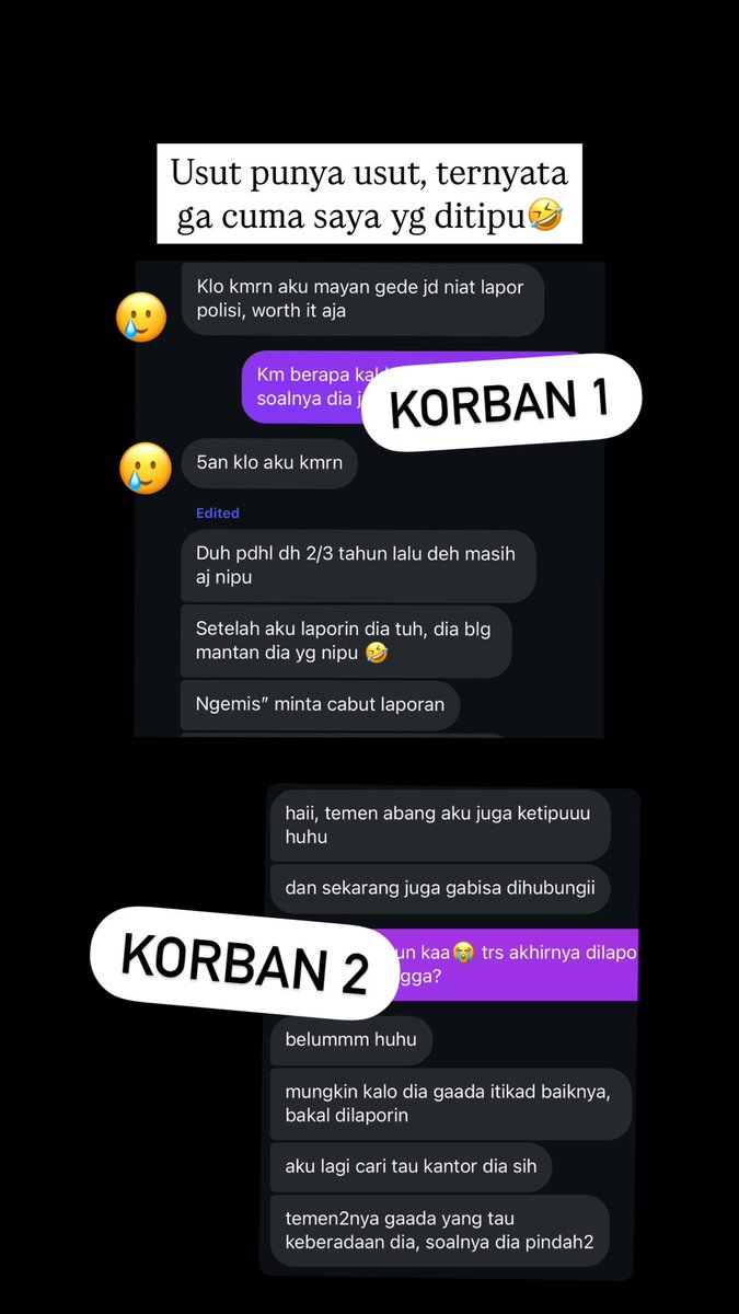 🙏🏻DICARI NIH PENIPU🙏🏻
Atas nama Annisa Anastasya atau Asha Shahab (rekeningnya ada 2 - BCA &amp; Banj Jago)
Udah nipu banyak orang dengan kedok jualan apple stuff di Instagram. PLEASE HELP TO FIND HER &amp; HELP ME TO GET MY FRIEND'S MONEY BACK!!!
(her instagram: @anastasyanns)