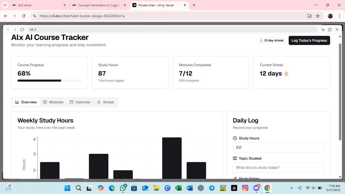 veraciousvee22's tweet image. Week 2 Day 8 of my ALX AI journey and today was all about V0.dev #ALXAI #V0dev #AIforDevelopers #AlxAfrica #AI