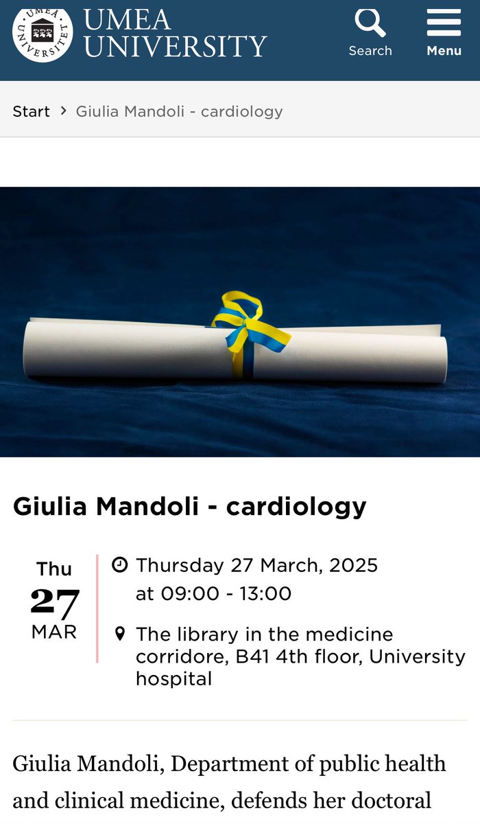 CardioUni Siena (@cardiounisiena) on Twitter photo Best of ☘️ to <a href="/DrGEMandoli/">Giulia Elena Mandoli, MD, PhD, FESC, FISC</a> for her VIVA-final PhD exam at <a href="/umeauniversity/">Umeå University</a> !!! All <a href="/CardiouniSiena/">CardioUni Siena</a> is with You!!!
<a href="/unisiena/">Università di Siena</a>
@aous Best of ☘️ to <a href="/DrGEMandoli/">Giulia Elena Mandoli, MD, PhD, FESC, FISC</a> for her VIVA-final PhD exam at <a href="/umeauniversity/">Umeå University</a> !!! All <a href="/CardiouniSiena/">CardioUni Siena</a> is with You!!!
<a href="/unisiena/">Università di Siena</a>
@aous
