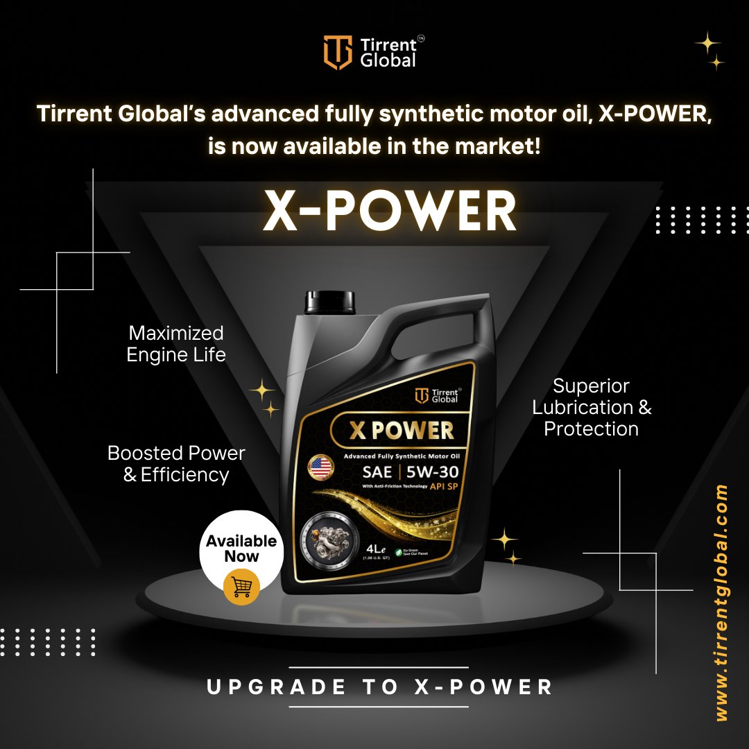 tirrentglobal's tweet photo. Experience maximized engine life, boosted power, and superior protection with #Xpower, the advanced fully synthetic motor oil!
https://t.co/TqM3gB26iR
#motoroil #fullysynthetic #fullysyntheticoil #powerunleashed #revupyourengine #heavydutyperformance #enginerevolution https://t.co/wRjXpa7HQ3