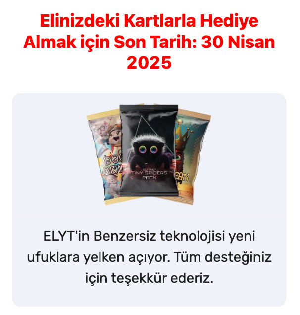 ELYT_Social's tweet photo. Elinizdeki Kartlarla Hediye Almak için Son Tarih: 30 Nisan 2025. Şimdi hesabınıza giriş yapabilir ve kartlarınız ile alabileceğiniz hediyelere göz atabilirsiniz. Eğer eksik kartınız varsa Generic Common #2 kartı ile eksiğinizi tamamlayabilir ve hediyenizi alabilirsiniz. https://t.co/AvyVS1QJz5