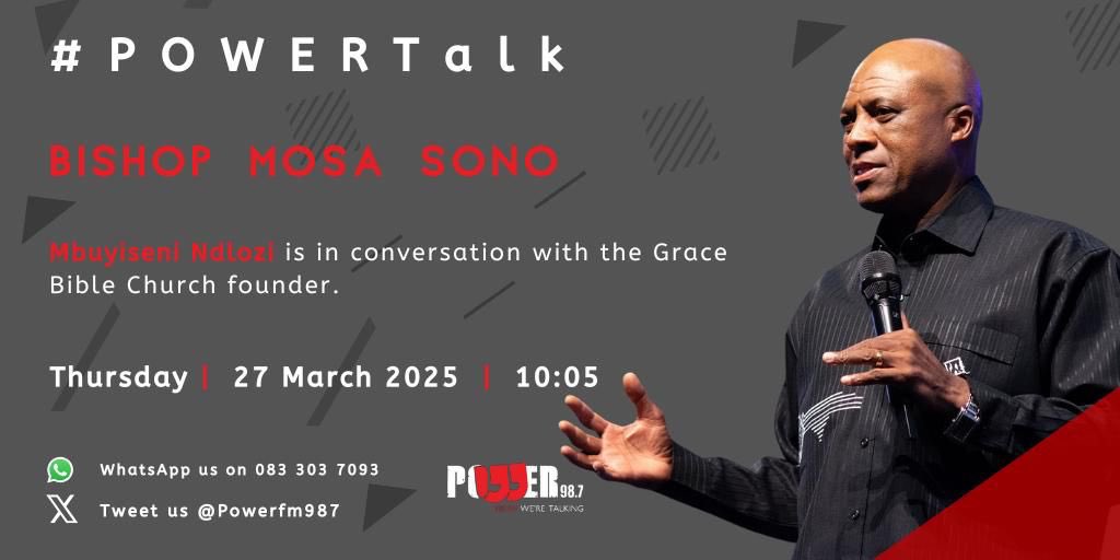 jaytcoza's tweet photo. It's time to talk! 💬 Bishop #MosaSono and @MbuyiseniNdlozi are live on Power Talk! Don't miss this powerful conversation! Power Talk #PowerTalk https://t.co/NT99xXTt3T