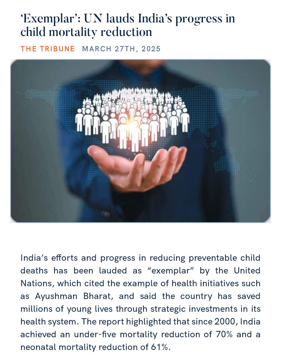 ‘Exemplar’: UN lauds India’s progress in child mortality reduction
tribuneindia.com/news/india/exe… 

via NaMo App