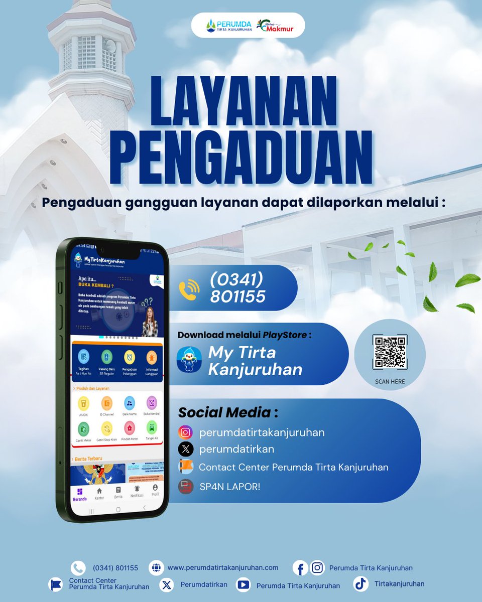 📢 PENGUMUMAN 📢 

Sehubungan dengan adanya hari libur nasional dan cuti bersama tahun 2025 dalam rangka Hari Raya Nyepi dan Hari Raya Idul Fitri 1446 H, Pelayanan Kantor Pusat dan Unit Pelayanan Perumda Tirta Kanjuruhan TUTUP pada tanggal 28 Maret 2025 - 7 April 2025.