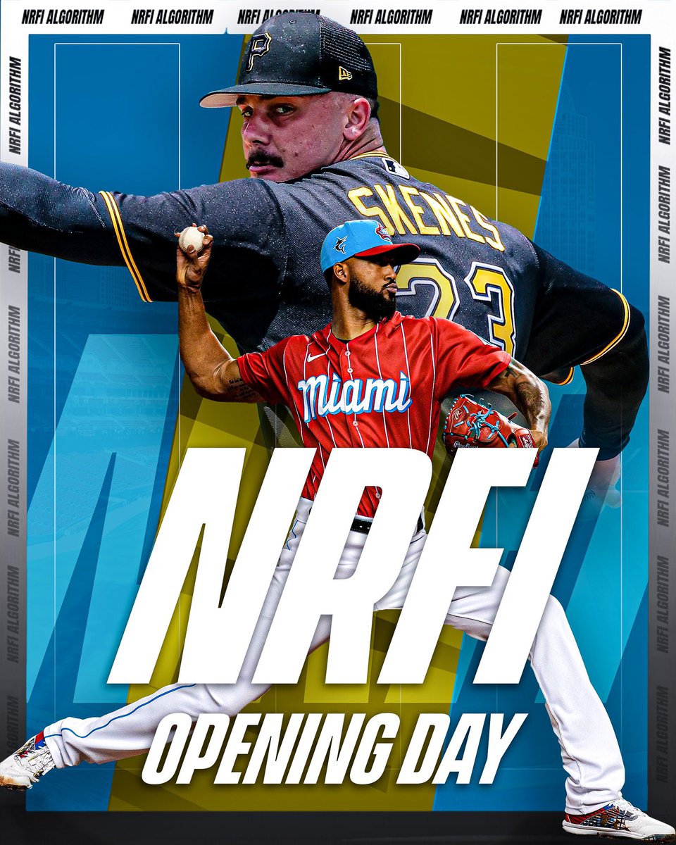 ⚾️ Opening Day NRFI Best Bet
🔥 Pirates vs Marlins No Run First Inning

📊 77.77% NRFI Probability, A+ Grade
📍 4:10 PM ET, LoanDepot Park

The algorithm’s BEST pick for tomorrow &amp; best grade I have seen in a long time.

21+, gamble responsibly.
❤️ below, see you soon for glory.
