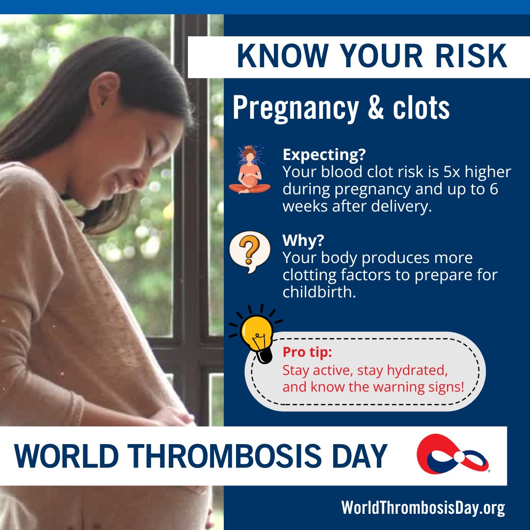 👶💭 Expecting a baby? Here’s something important to know: During pregnancy, the risk of developing a blood clot is 5x higher and it stays higher for up to 6 weeks after giving birth. How do you talk to pregnant patients about the dangers of blood clots? 

#WTDay25
