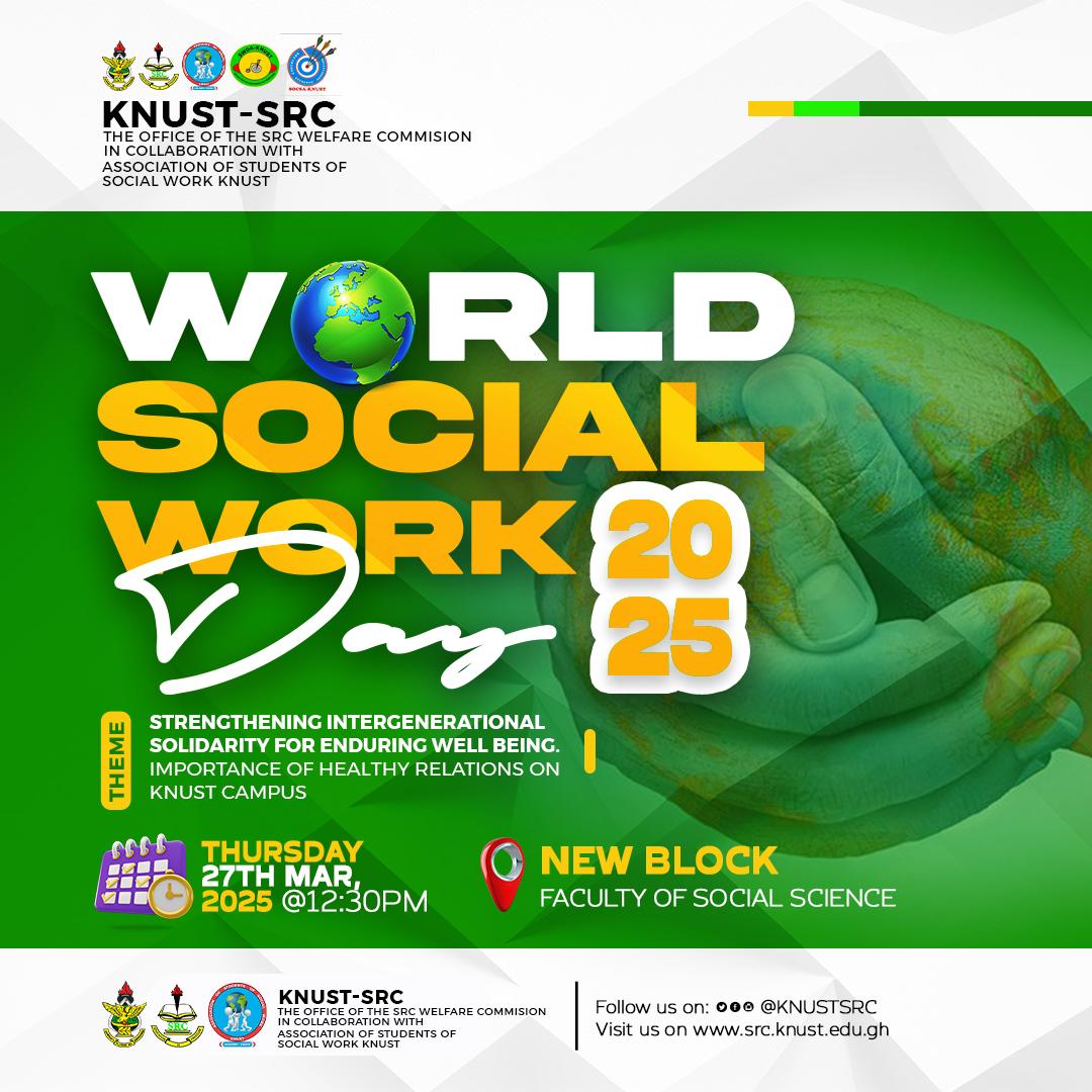 tcc_gen's tweet photo. ‼️CAMPUS DIARY‼️

The Knust SRC, along with the SRC Welfare Commission and students from the Social Work department, will commemorate World Social Work Day today at 12:30 PM at the New Block, Faculty of Social Science.

 This aims to honor the vital role they play in the Society https://t.co/yYGjQl2BHI
