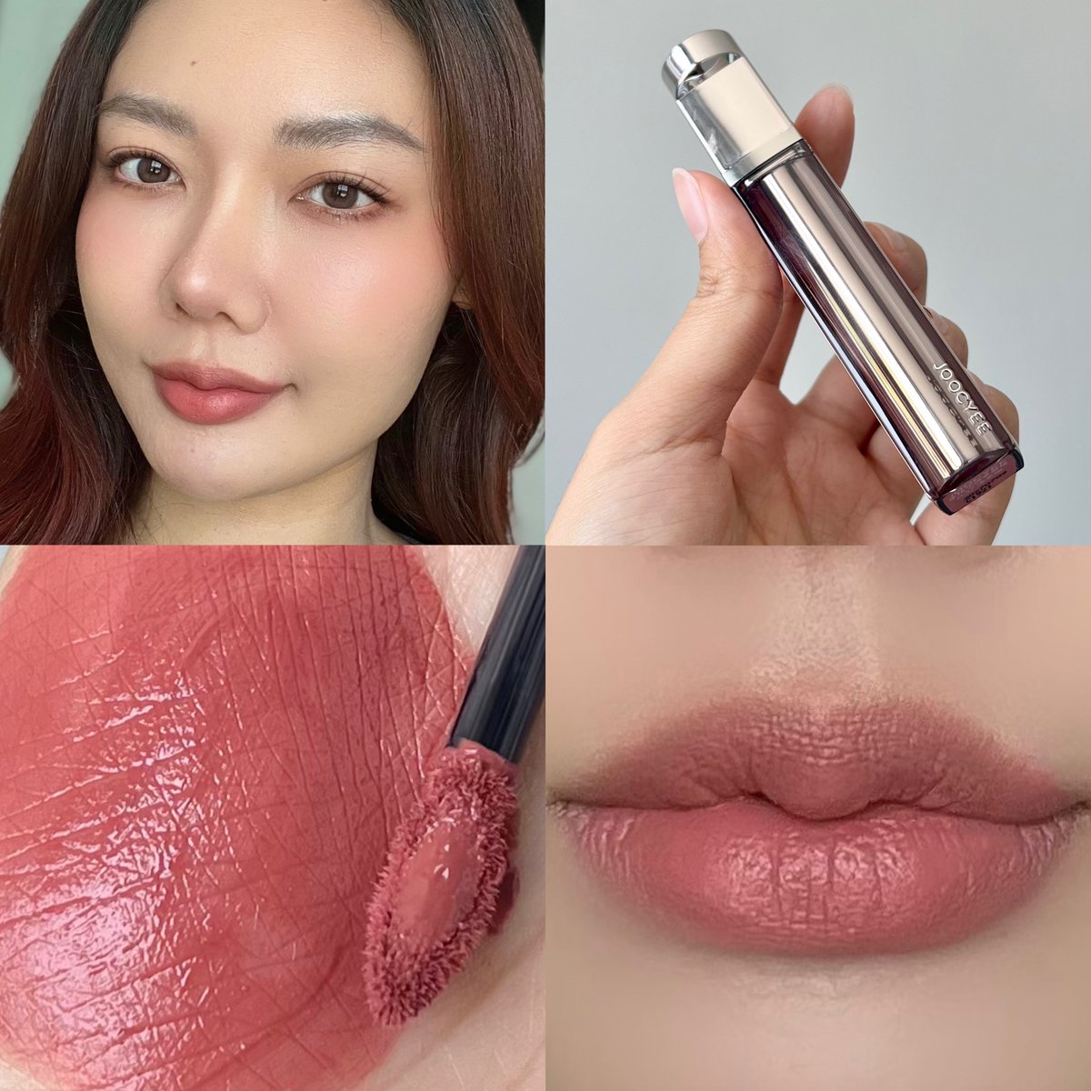 plengssp's tweet photo. ลิป JOOCYEE ทาแล้วปากอิ่มฟูมากก✨รุ่น Essence Velvet Gloss เนื้อซอฟต์แมทท์กำมะหยี่ เกลี่ยง่าย นุ่มฟูสุดๆ เพลงชอบสี 837 โทนชมพูน้ำตาล ทาแล้วสวยแกลม ยิ่งแพคเกจคือสวยจึ้ง😍 #JOOCYEETH https://t.co/bqW3BP85mr