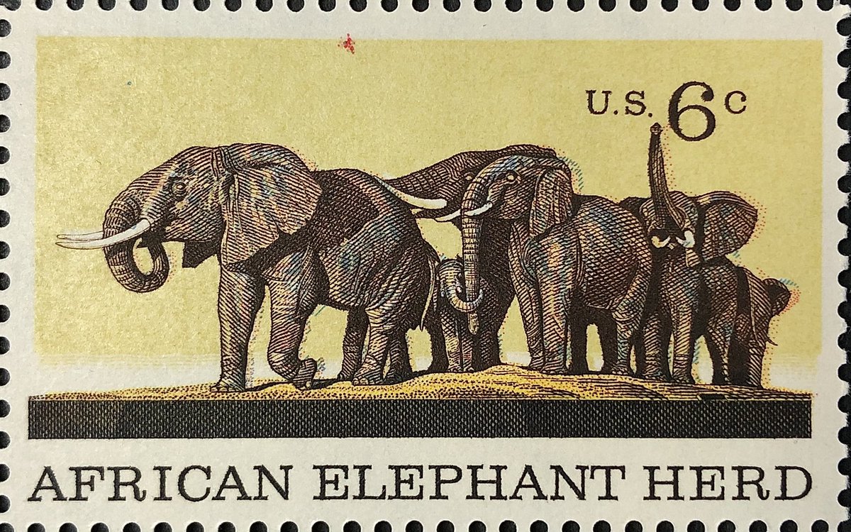 When I was a younger man, I was fascinated by these huge, majestic creatures from Africa and would visit our hometown zoo as often as I could. This #EngravedBeauty was issued in 1970 and combined recess engraving with lithography.