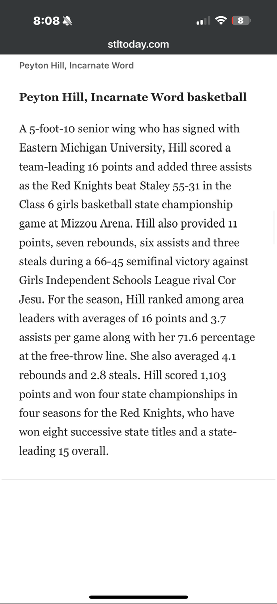 High School Athlete of the week