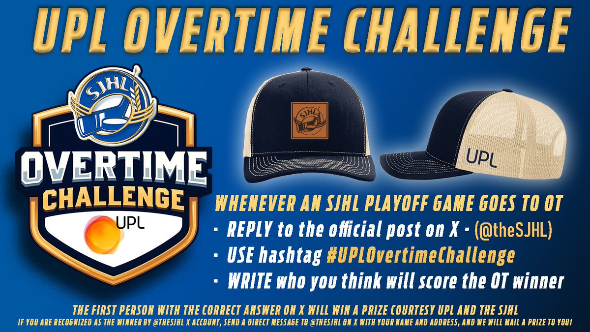 With <a href="/weyburnredwings/">Weyburn RED WINGS - SJHL</a> and <a href="/SJHL_NorthStars/">North Stars</a> going to OT, It's time for the #UPLOvertimeChallenge! See graphic for details on how to win a prize courtesy the SJHL and UPL! Reply below with the hashtage #UPLOvertimeChallenge now with who you think will score the game winner ⬇️