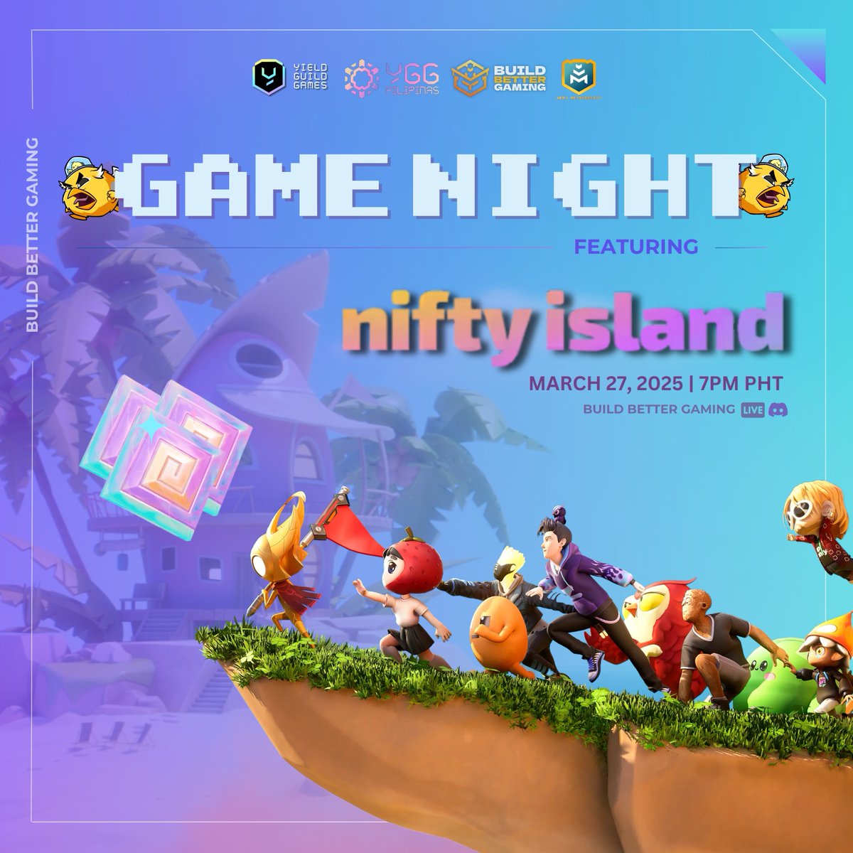 🌴 NIFTY ISLAND GAME NIGHT INCOMING! 🎮

Jump in, squad up, or go rogue in our ultimate island brawl! 
🔥 Blooms Rewards up for grabs 🔥

🗓️ March 27,2025 | 🕒 7:00PM PHT
📍Join us on Discord: discord.gg/mmFVT8ZpcS

Let’s shake this island up. You in? 👀
#NiftyIsland #GameNight