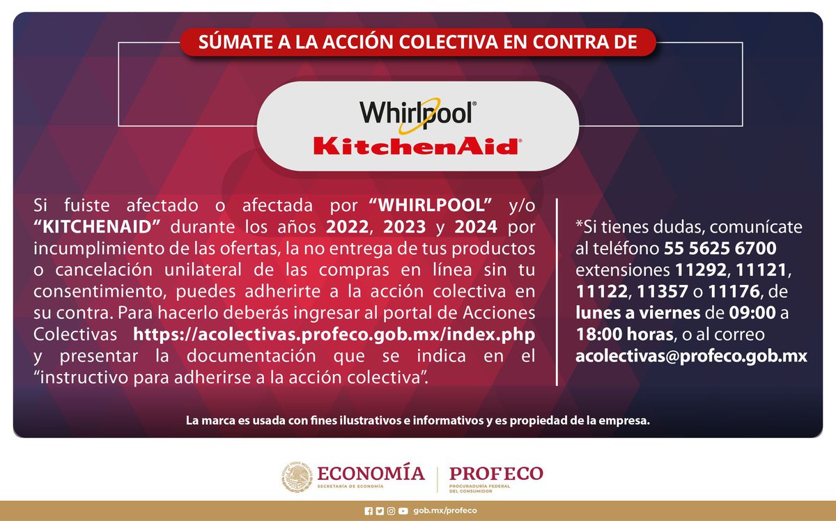 loopivan's tweet photo. @ivan_escalante @octaviodlatorre @GobiernoMX @rosaicela_ @fernandeznorona @josefinarodzam @juliomenchaca_ Si pudiera apoyarnos con la pronta resolución de esta Acción Colectiva! Fuimos muchos los consumidores afectados @Profeco @AtencionProfeco @Claudiashein @WhirlpoolMX @KitchenAidMex https://t.co/rdGFiE8YLR