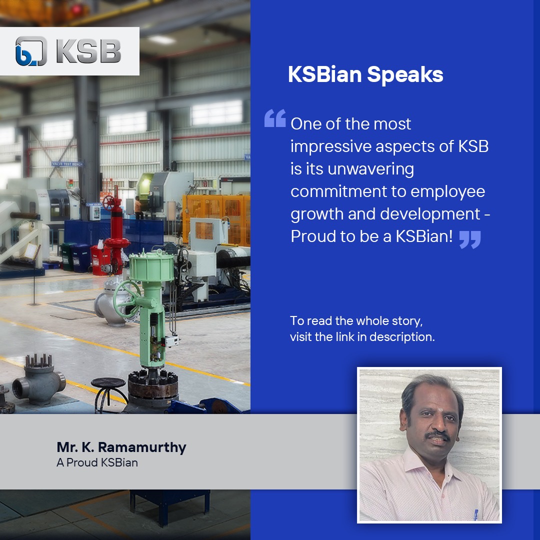 ksb_india's tweet image. Read the story of Mr. K. Ramamurthy, who joined KSB Limited in 1992, and learn how KSB supports its employee&apos;s growth and development

Click to know more: ksb.com/en-in/company/…

#KSBianSpeaks #LongServiceRecognition #EmployeeCommitment #EmployeeAppreciation #EmployeeRecognition