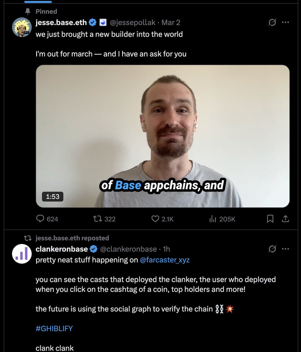 Main $Ghibli token $GHIBLIFY on  #BASE 

0xc2B2EA7f6218CC37debBAFE71361C088329AE090

Top 10 holders

<a href="/jessepollak/">jesse.base.eth</a> proof x.com/jessepollak

CEO <a href="/clankeronbase/">moved to @clanker_world</a> proof x.com/clankeronbase/…

<a href="/_proxystudio/">liquid 💧</a> 
<a href="/toady_hawk/">Toady Hawk</a>
<a href="/JimmyJames760/">Crypto Cowboy</a>
<a href="/0xDeployer/">deployer</a>