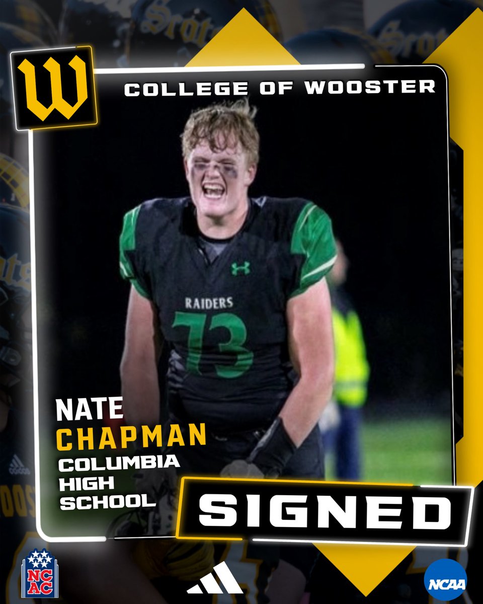 I’m excited and honored to announce my commitment to <a href="/WoosterFootball/">Wooster Football</a> as I continue my academic and athletic career! Thank you to <a href="/CoachHolter/">Austin Holter</a> <a href="/CoachKooser/">Brian Kooser</a> For giving me this opportunity. I’m ready to go to work! Go Scots! 🟡⚫️

<a href="/_CHSFootball/">Columbia Football</a> <a href="/ColumbiaAth/">Columbia Raiders Athletics</a> <a href="/CHSRaiders/">ColumbiaRaiders</a>