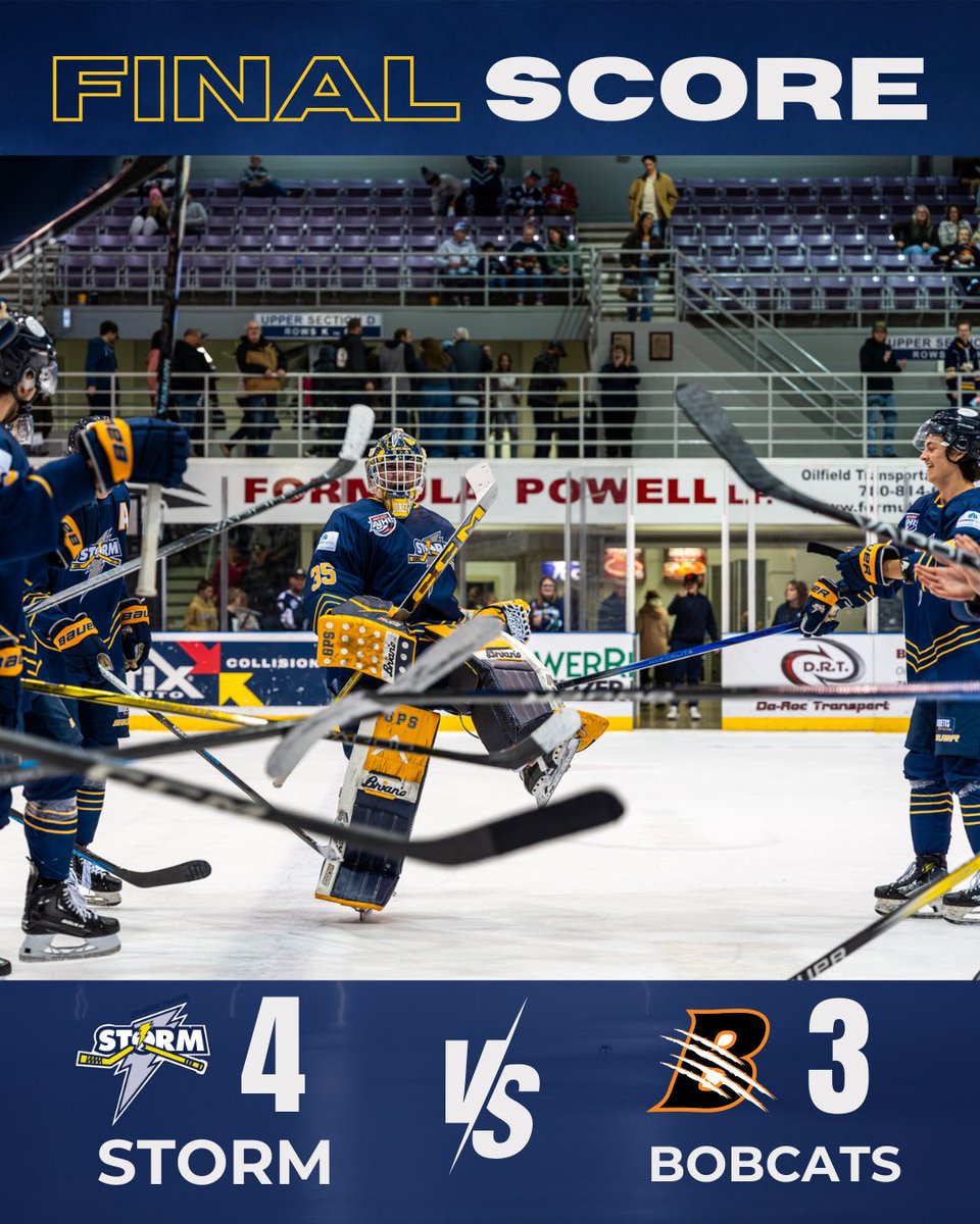 Grande Prairie Storm (@gpstorm) on Twitter photo STORM WIN! ⚡️
With a Game 4 victory, we secure the series and move on to the next round. Thank you, <a href="/LloydBobcats/">Bobcats Hockey</a> for a well played first round!
Stay tuned for Round 2 details. STORM WIN! ⚡️
With a Game 4 victory, we secure the series and move on to the next round. Thank you, <a href="/LloydBobcats/">Bobcats Hockey</a> for a well played first round!
Stay tuned for Round 2 details.