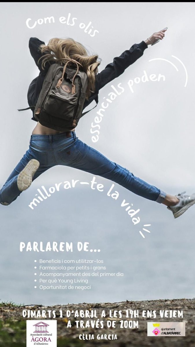 AAlbatarrec's tweet photo. *Dimarts dia 1 d'abril a les 19.00h*

Xerrada a càrrec de Cèlia Garcia, una dona emprenedora que potencia l'autocura a partir d'olis essencials 🪻🌹🪴🍋. Per les persones que no puguin assistir, us facilitarem un enllaç per tal que ens pugueu acompanyar a través de Zoom https://t.co/wnhGoVPm7Y