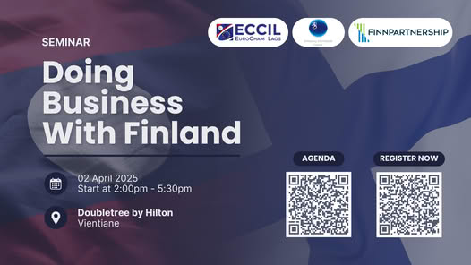 Join Doing Business with Finland Seminar in #Vientiane! Network with Finnish businesses, explore #trade &amp; #investment opportunities, #sustainable practices &amp; celebrate 🇫🇮-🇱🇦 50 years!
🕒2.4.2025|14:00 - 17:30
📍DoubleTree by Hilton Vientiane
#FinlandLaos50
ow.ly/1YQj50Vprq3