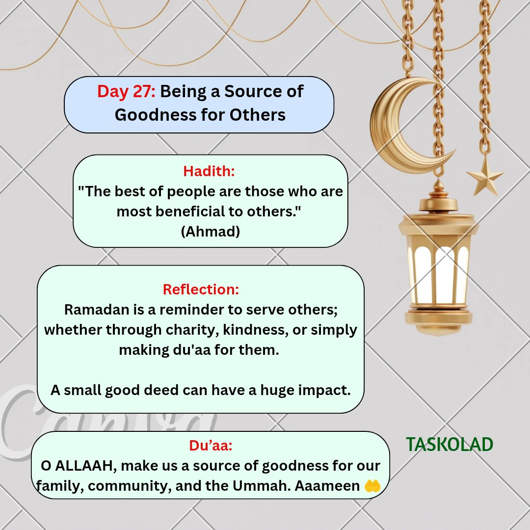 taskoladftwears's tweet image. O ALLAAH, make us a source of goodness for our family, community, and the Ummah. Aaameen 🤲🥰
.
#TaskoCares #SpiritualGrowth #Fasting #Taqwa #Ramadan2025 #RamadanKareem #RamadanMubarak