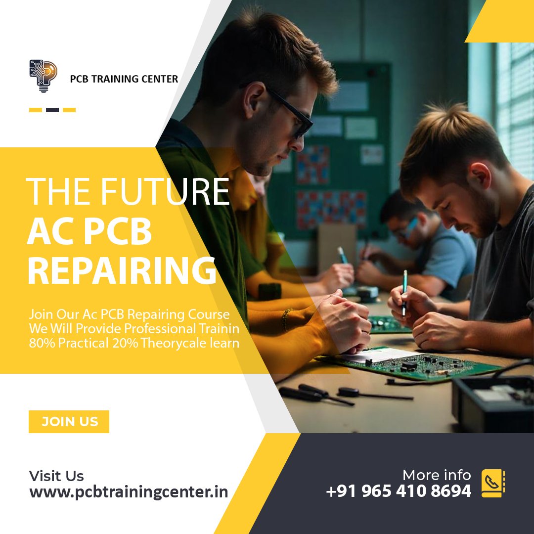 PcbTrainingGuru's tweet photo. Want to Be Job-Ready? AC PCB repairing course is Your Next Big Step

#pcbtrainingcenter #training #repair #courses #electronics #bestinstitute #technology #TechEducation #engineering #education 

Website : https://t.co/x0aT8Y1Jl8
Contact Us : +919654108694 https://t.co/apmmSNj8FU