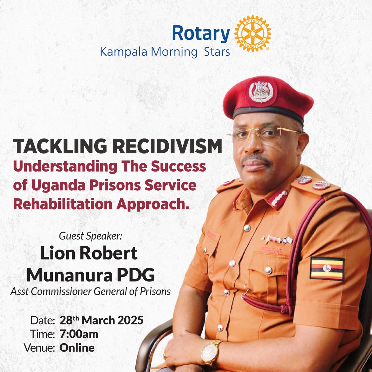Uganda's prison rehabilitation approach focuses on transforming inmates into productive members of society through various programs. Please Join us this Friday 28th /03/2025 as we listen to this beautiful conversation and learn much more.