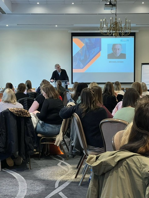 BrocksHill's tweet photo. Thank you @HubRoade for a brilliant day at your annual English conference with @MichaelRosenYes @TeresaCremin and others. Lots of food for thought. 
And we brought a signed book back as a treat for our @BrocksHill pupils! https://t.co/V3FnYM7DAY