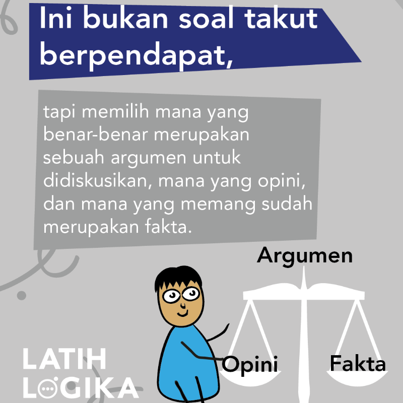 LatihLogika's tweet photo. Media sosial selalu rame sama debat, tapi… emang semuanya worth it buat diikutin? 🤔

Mau jadi lebih cerdas dalam menilai argumen dan gak malu maluin pas diskusi? Yuk, pelajarin lebih lanjut di video kursus Latih Logika episode 3 👉 https://t.co/S6QaoHegUY