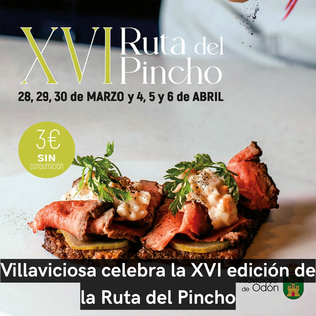 AcuaVillav's tweet photo. Durante los fines de semana del 28, 29 y 30 de marzo y 4, 5 y 6 de abril, Villaviciosa de Odón celebra la Ruta del Pincho que este año cumple su decimosexta edición. 

Accede a la web y lee la noticia completa: https://t.co/7rbIDWW9q0 https://t.co/jh5wm4B4s7