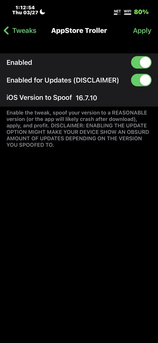 New appstoretroller fork update
I made a separate option so it is now your choice whether to enable updates for newer versions of iOS apps to show in the update view