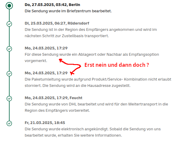 icebear1981's tweet photo. Warum dauert das so lange ? Hinweg war nur 2 Tage.. Und warum wird scheinbar erst die Wunschzustellung gelöscht, dann aber wieder Hinzugefügt ? Alles etwas obskur 🤔 https://t.co/Hny9GK9qLf