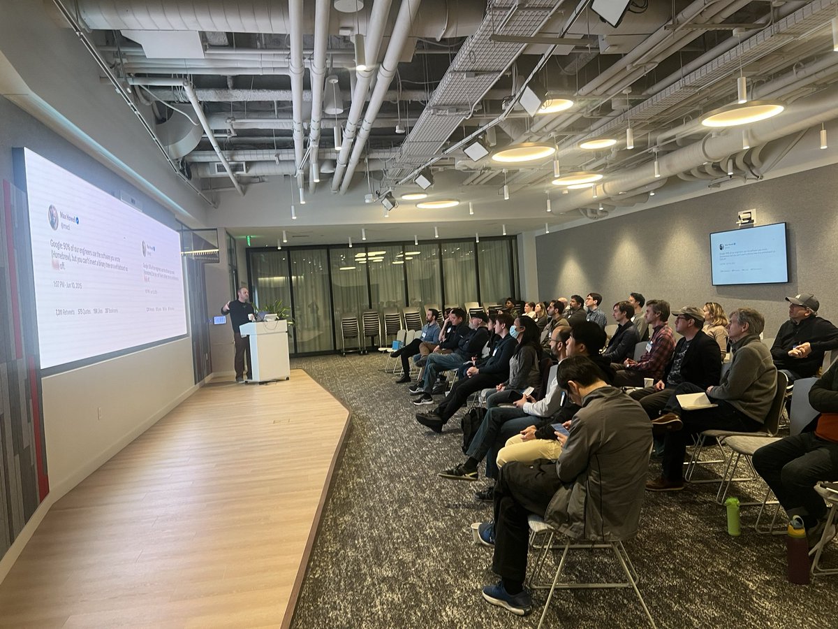 PyDataBOS's tweet image. Excellent turnout this evening for @isaacslavitt’s thought-provoking talk on the state of affairs Re: data science hiring! Thank you Isaac for your lovely talk and to your org @drivendataorg for sponsoring our 🍕!