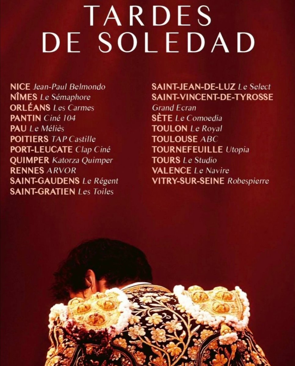 Liste des cinémas qui projettent ce superbe film #tardesdesoledad