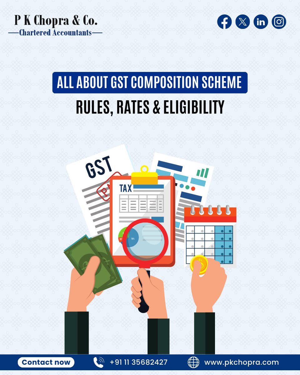 PKChopra17's tweet image. 📢 All About GST Composition Scheme: Rules, Rates &amp;amp; Eligibility📊

Read Now:- pkchopra.com/blog/index.php… 
.
.
.
#GSTCompositionScheme #GSTIndia #TaxSimplified #SmallBusiness 
#GSTFiling #BusinessGrowth #TaxCompliance #FinanceMatters 
#BusinessGrowth #PKChopraandCo #PKChopra