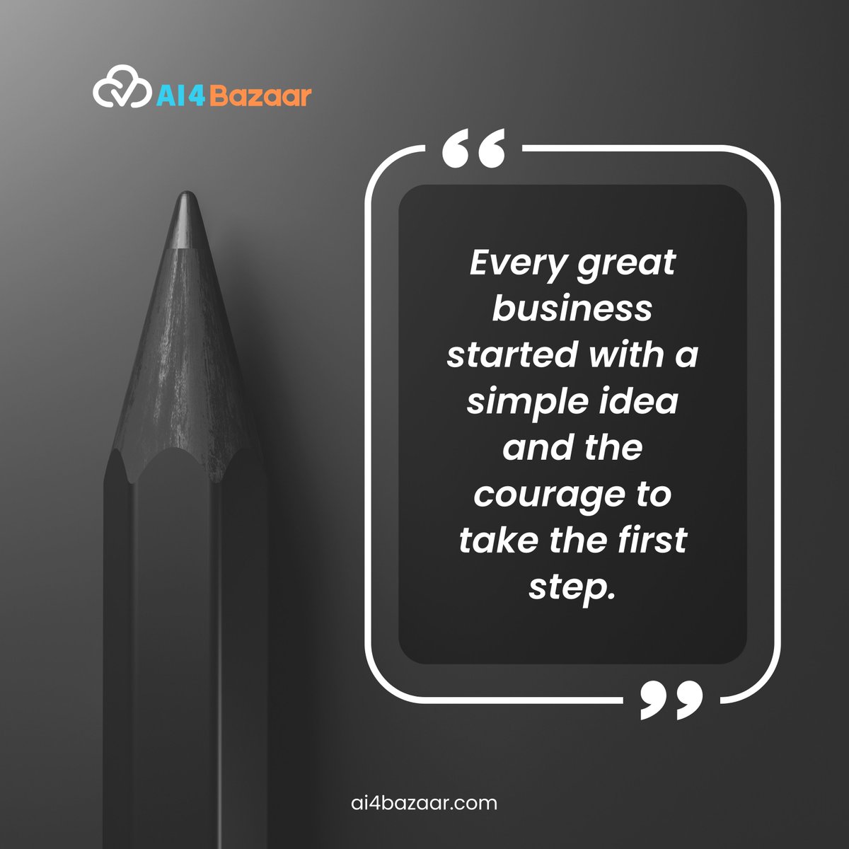 AI_4_Bazaar's tweet image. &quot;Every great business started with a simple idea and the courage to take the first step.&quot;

#ai4bazaar #quoteoftheday #businessquotes #smallbusinesses #localbusiness #empoweringsmallbusinesses #smallbusiness #localbusiness