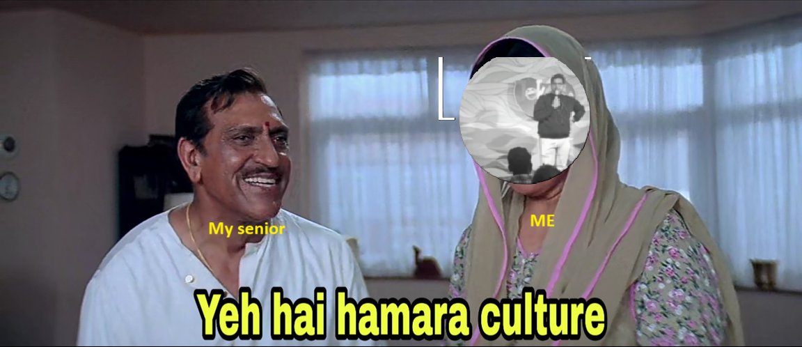 ugichapla's tweet image. say in your team, a person is working from more than 10 years and has worked on many projects across. you don't indulge much in small talks. 

this guy arrives at your desk one fine day. another senior does too. then they both start bi***ing about some senior manager. #smalltalks