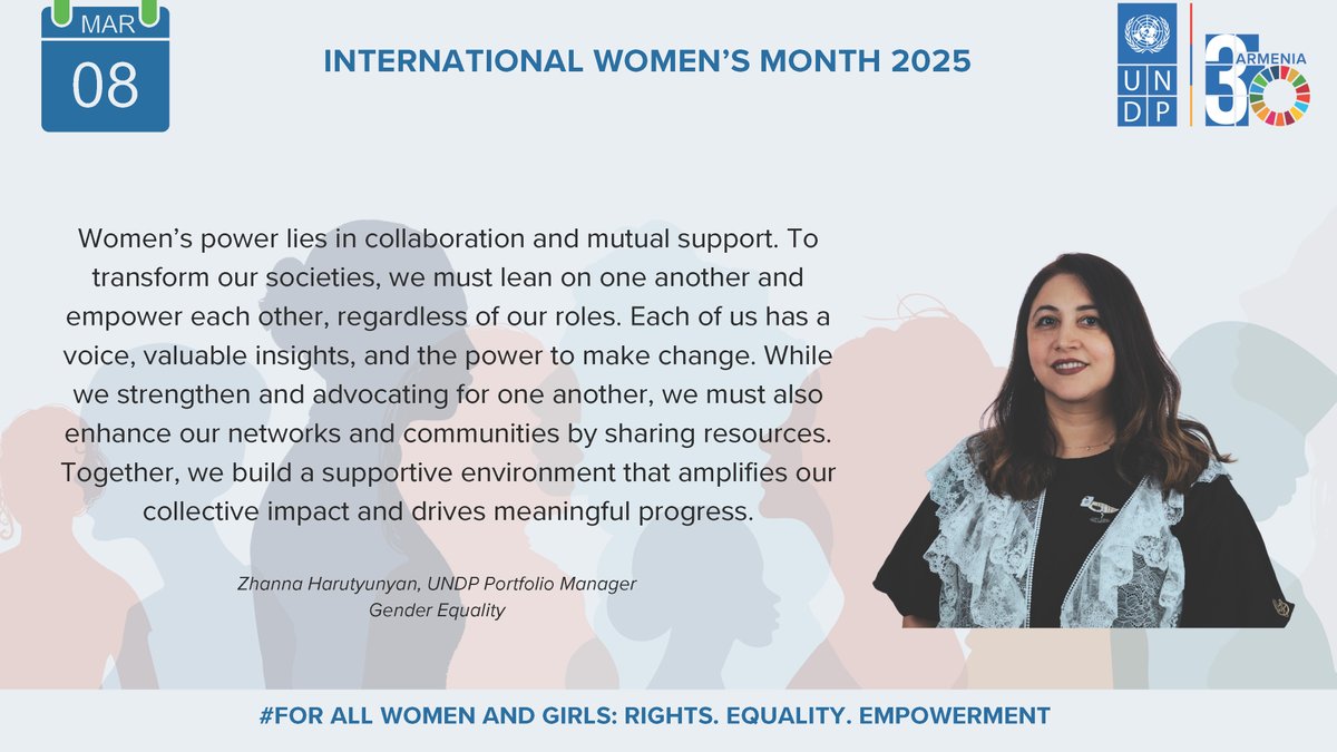 Women’s power lies in collaboration &amp; mutual support. To transform our societies, we must lean on one another &amp; empower each other, regardless of our roles. Each of us has a voice, valuable insights, and the power to make change. #IWD2025 #ForAllWomenAndGirls