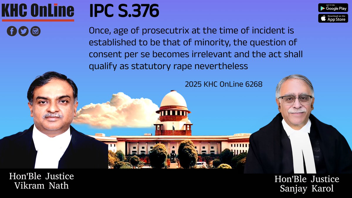 khconline1's tweet image. #IPC376 #StatutoryRape #MinorConsent #AgeOfProsecutrix #CriminalLaw #NoConsent #ChildProtection