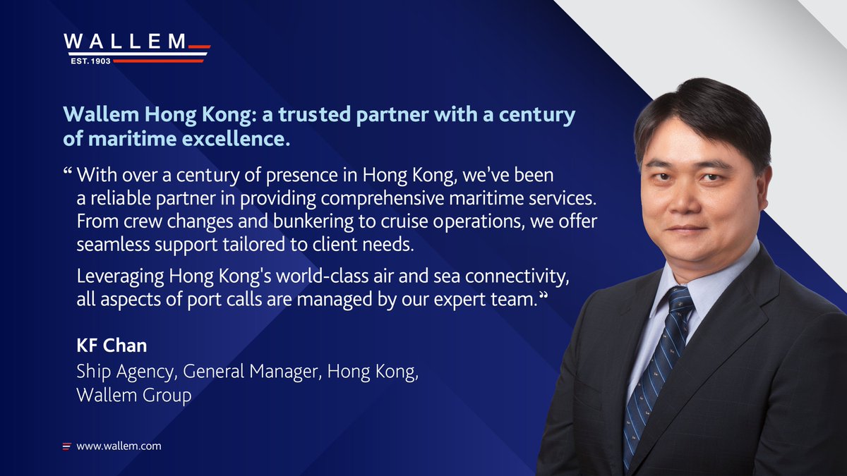 Meet KF Chan, Ship Agency, General Manager, Hong Kong, @wallemgroup.

#WallemGroup #ShipAgency