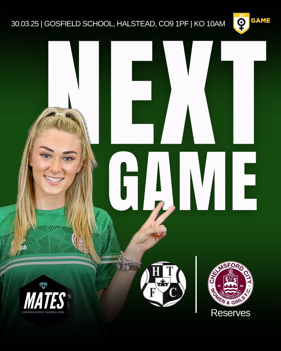 Back to league action this weekend and another away fixture. We take on @halsteadtownwomensfc at 10am! Hope to see you there for your support 🙌🏼