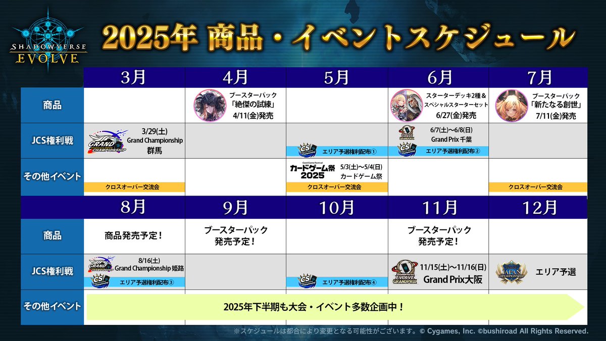 2025年の商品・大会スケジュールを公開！ 前回5月に商品が発売される