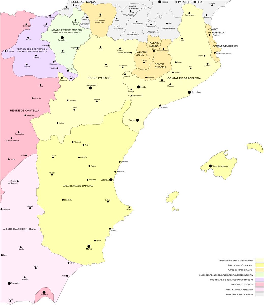 Avuifamoltsanys's tweet photo. 1151: Ramon Berenguer IV (compte de Barcelona) i Alfons VII (rei de Castella i Lleó) signen un tractat a Tudilén, Navarra, on es reparteixen al-Àndalus. Ramon Berenguer es reserva els regnes sarraïns de València, Dénia i Múrcia.

➡️https://t.co/HB0MVjbGfP
#TalDiaComAvui https://t.co/6wvy5fC2Ut